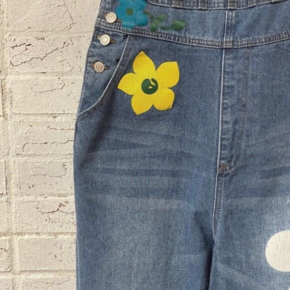 Misslook Denim Floral Overalls Large - Picture 5 of 12